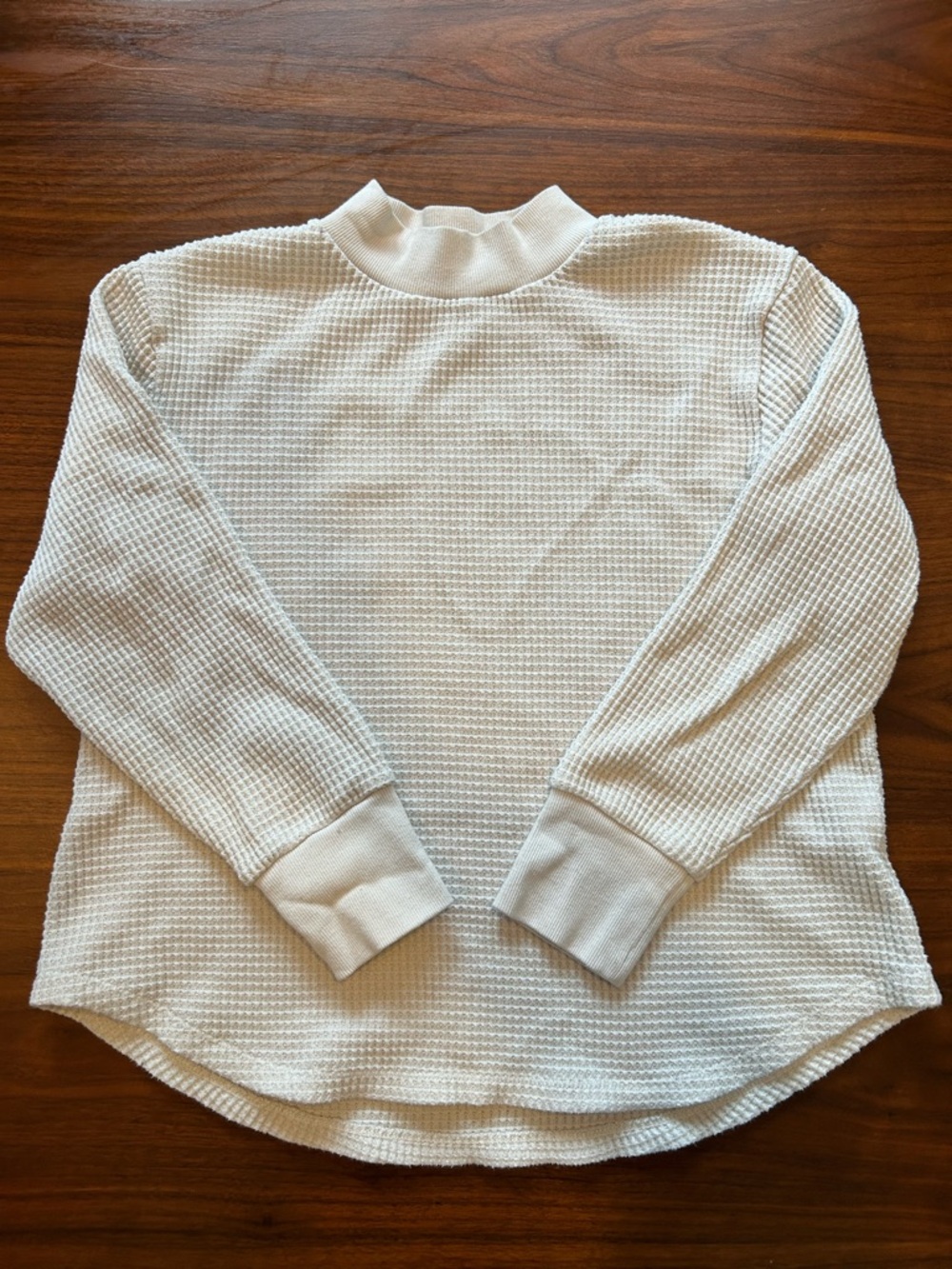 Madewell Cream Waffle Knit Mock Neck Long-Sleeve Top
